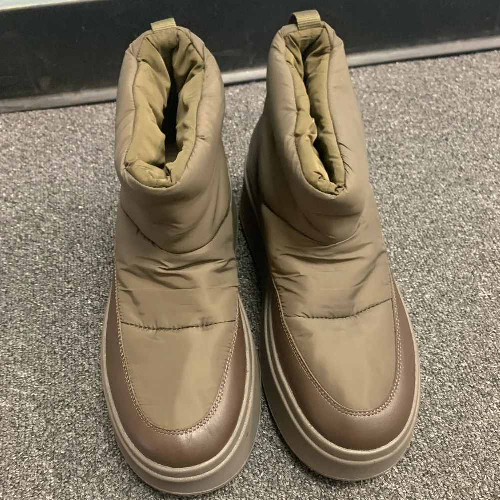 Ash Taupe Platform Puffer Booties